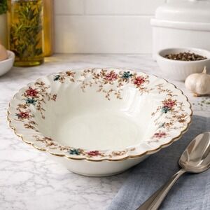 Vtg Minton's Ancestral Porcelain‎ Bowl England  Floral Scroll Design Globe Back